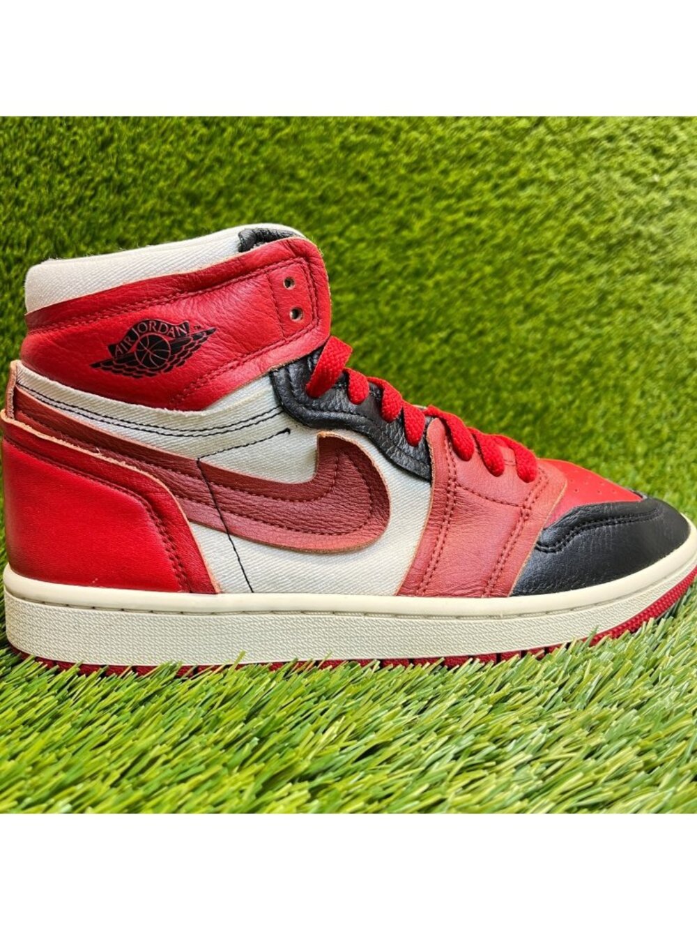 Nike Air Jordan 1 MM High Womens Size 7.5 Red Black Basketball Shoes Sneakers